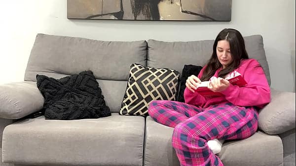 Step Brother Watch Porn and Jerk Off Next To Step Sister! But She Decide Handjob Him Instead Reading Boring Book